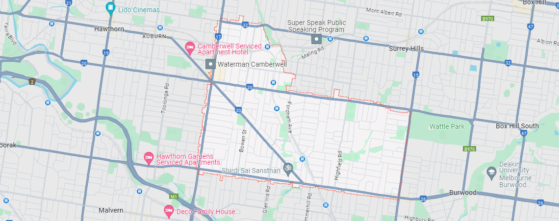 Camberwell map area