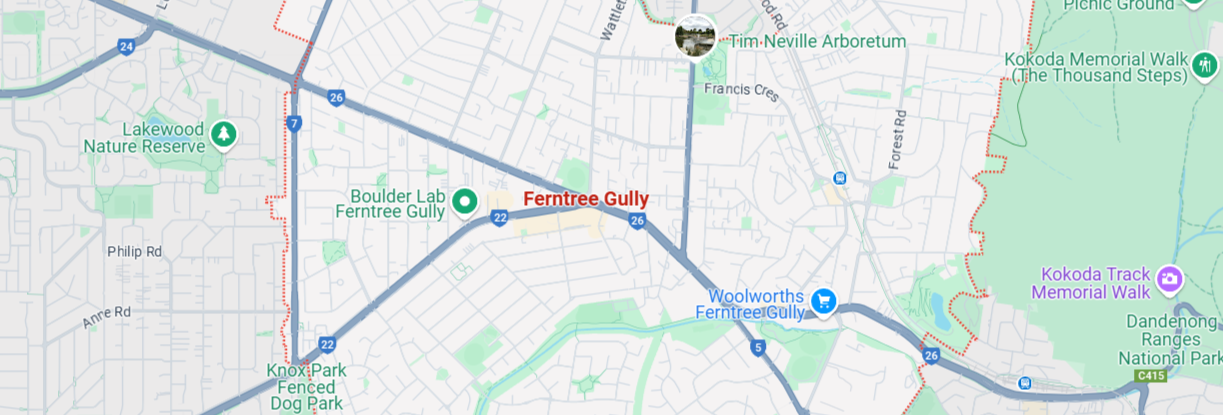 Ferntree Gully map area